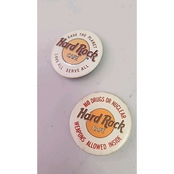 Other - VTG Hard Rock Cafe "No Drugs or Nuclear .."Save The Planet." 1 1/2" Pinback Lot